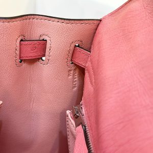 Hermes Kelly Ostrich Leather Womens Pink Replica Bags 25cm (2)