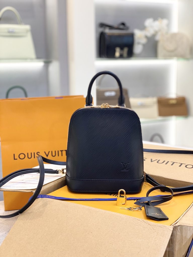 Louis Vuitton Alma Womens Replica Backpack Black Cowhide Size 15x20x10cm (2)