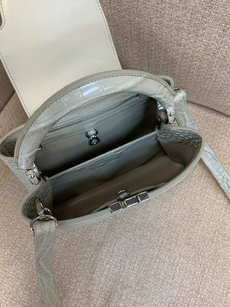 Louis Vuitton LV Capucines BB Crocodile Gray Replica Handbags 27cm (2)