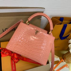 Louis Vuitton LV Capucines BB Crocodile Pink Replica Bags 27cm (2)