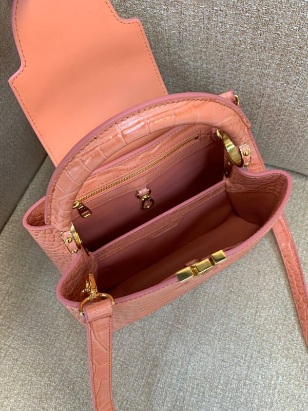 Louis Vuitton LV Capucines BB Crocodile Pink Replica Bags 27cm (2)