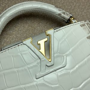 Louis Vuitton LV Capucines BB Crocodile Skin Gray Replica Handbags 21cm (2)