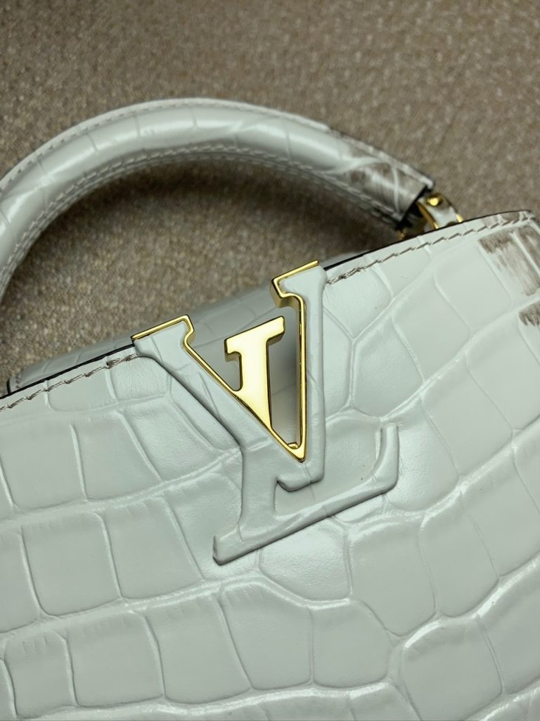 Louis Vuitton LV Capucines BB Crocodile Skin Gray Replica Handbags 21cm (2)