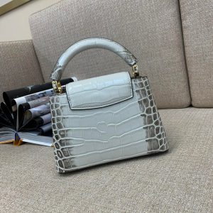 Louis Vuitton LV Capucines BB Crocodile Skin Gray Replica Handbags 21cm (2)