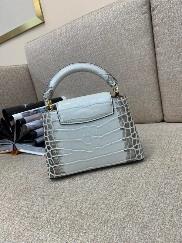 Louis Vuitton LV Capucines BB Crocodile Skin Gray Replica Handbags 21cm (2)