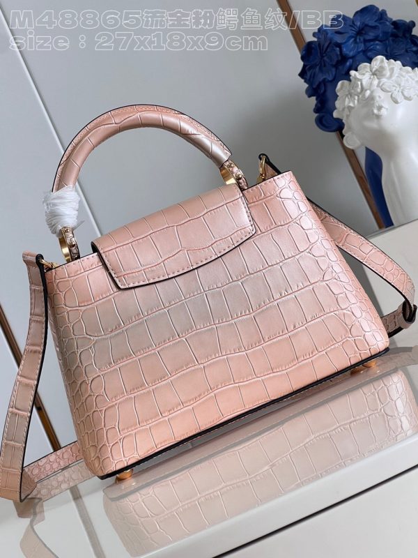 Louis Vuitton LV Capucines BB Replica Handbags Crocodile Skin Pink 27cm (2)