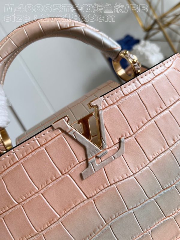 Louis Vuitton LV Capucines BB Replica Handbags Crocodile Skin Pink 27cm (2)