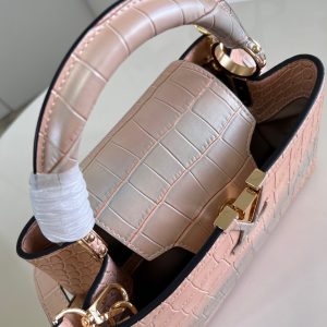 Louis Vuitton LV Capucines BB Replica Handbags Crocodile Skin Pink 27cm (2)