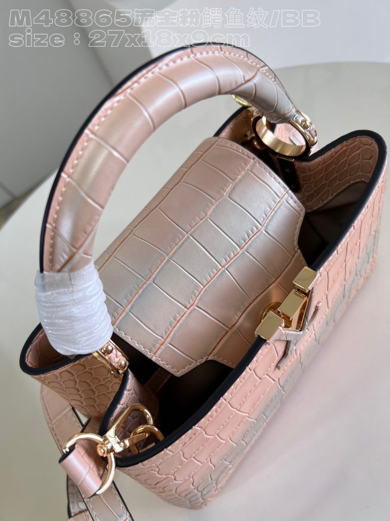 Louis Vuitton LV Capucines BB Replica Handbags Crocodile Skin Pink 27cm (2)