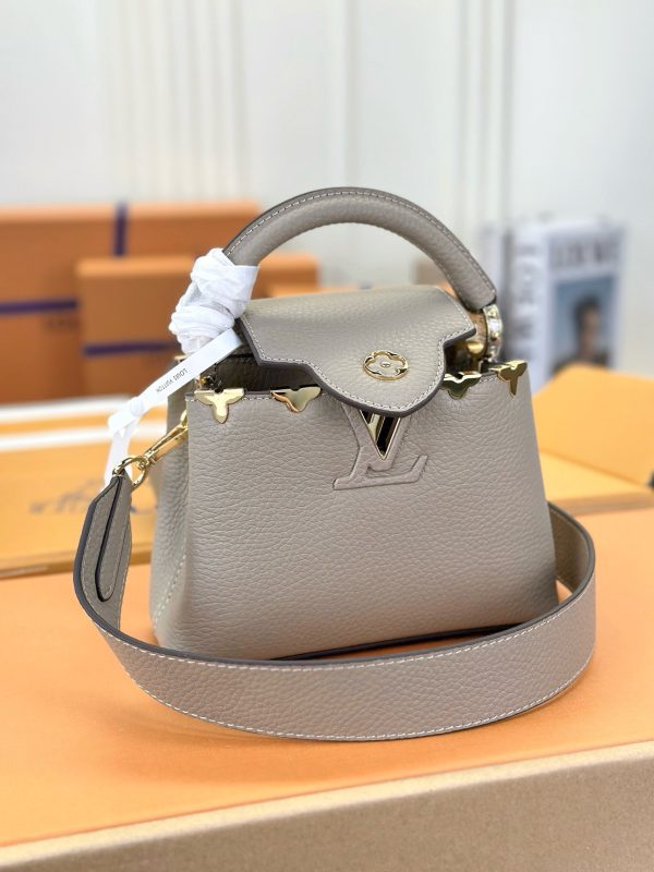 Louis Vuitton LV Capucines Womens Cowhide Replica Bags Gray Size 21cm (2)