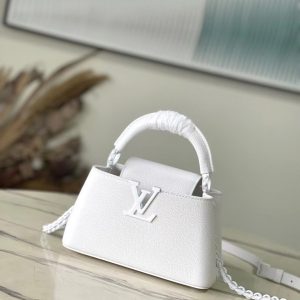 Louis Vuitton LV Capucines Womens White Replica Bags 21cm (2)