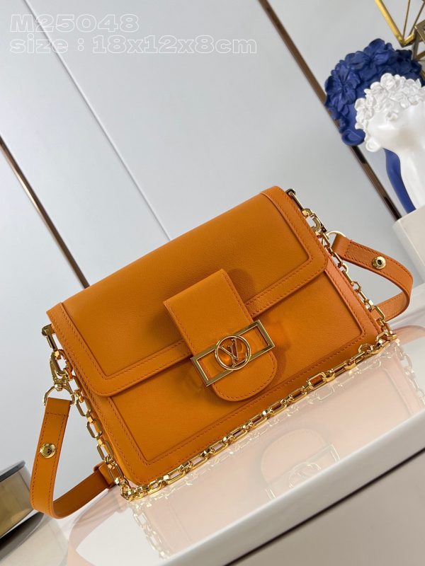 Louis Vuitton LV Dauphine Soft Replica Bags Womens Orange 18x12x8cm (2)