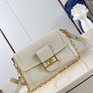 Louis Vuitton LV Dauphine Soft Womens White Replica Handbags 24x17x9cm (2)