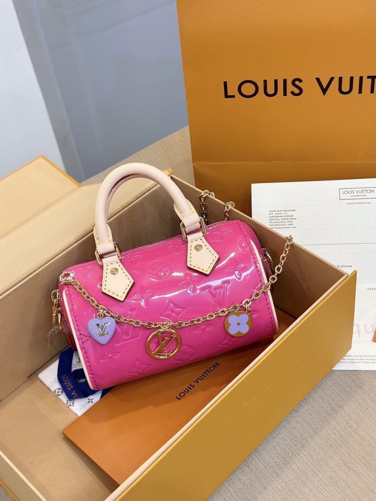 Louis Vuitton LV Nano Speedy Womens Dark Pink Replica Bags 16x10x7,5cm (2)