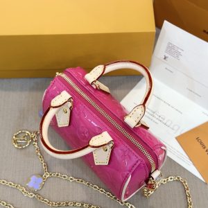 Louis Vuitton LV Nano Speedy Womens Dark Pink Replica Bags 16x10x7,5cm (2)