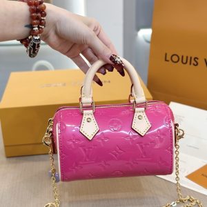 Louis Vuitton LV Nano Speedy Womens Dark Pink Replica Bags 16x10x7,5cm (2)