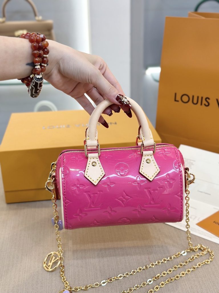 Louis Vuitton LV Nano Speedy Womens Dark Pink Replica Bags 16x10x7,5cm (2)