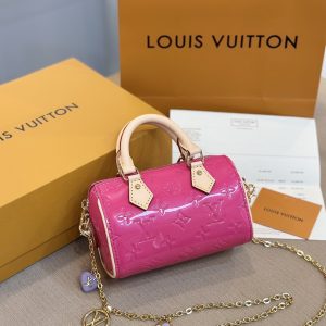 Louis Vuitton LV Nano Speedy Womens Dark Pink Replica Bags 16x10x7,5cm (2)