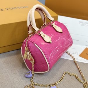 Louis Vuitton LV Nano Speedy Womens Dark Pink Replica Bags 16x10x7,5cm (2)