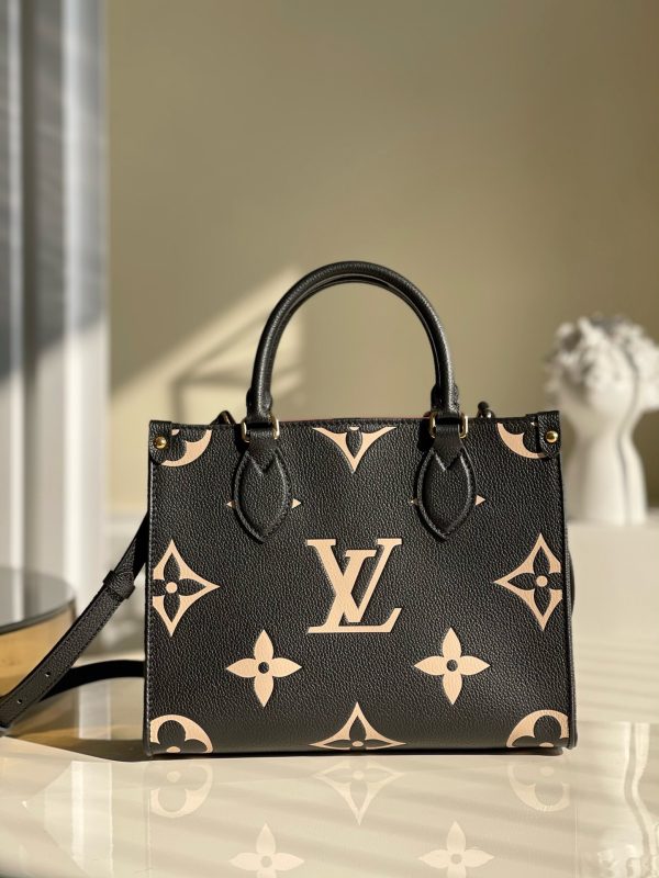 Louis Vuitton LV Onthego Womens Replica Bags Cowhide Black Size 25cm (2)