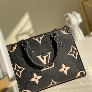 Louis Vuitton LV Onthego Womens Replica Bags Cowhide Black Size 25cm (2)