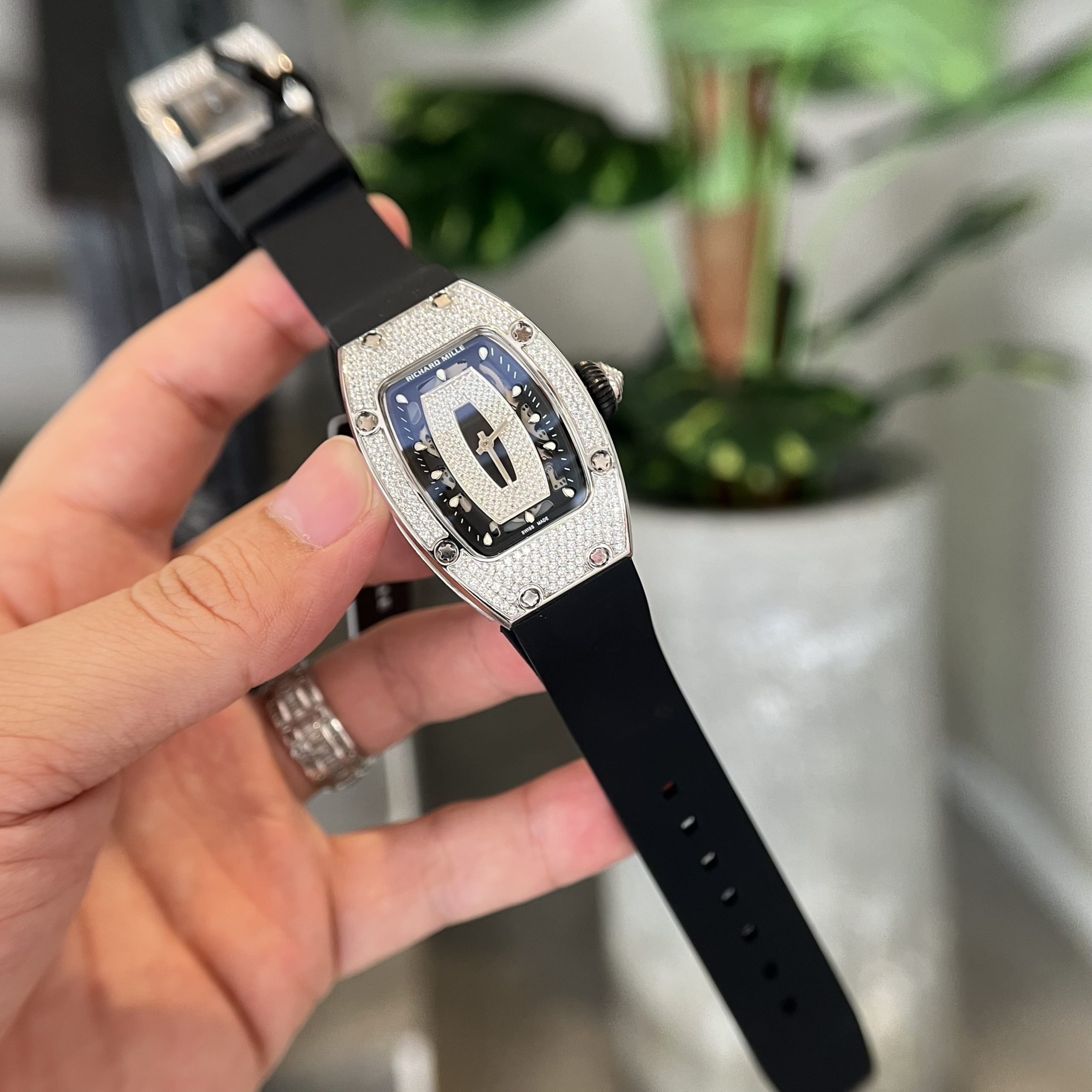 Richard Mille RM007 Diamonds Black Color Replica Watch Women 36mm