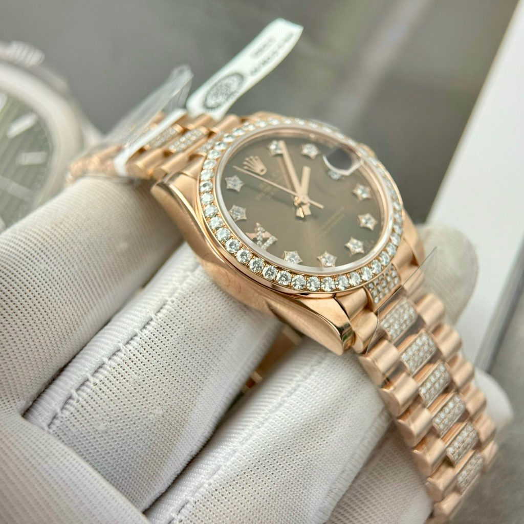 Rolex DateJust Best Replica Watch Custom 18K Rose Gold Diamond Moissanite 31mm (1)