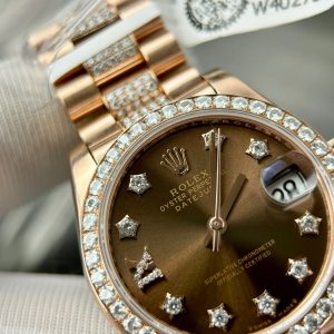 Rolex DateJust Best Replica Watch Custom 18K Rose Gold Diamond Moissanite 31mm (1)