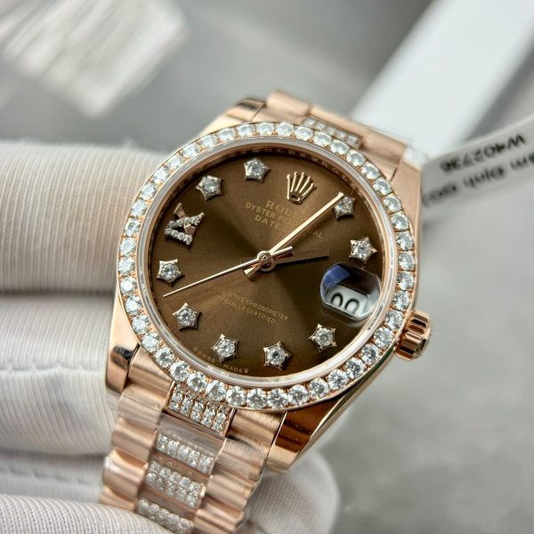 Rolex DateJust Best Replica Watch Custom 18K Rose Gold Diamond Moissanite 31mm (1)