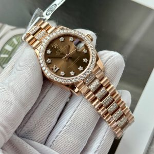 Rolex DateJust Best Replica Watch Custom 18K Rose Gold Diamond Moissanite 31mm (1)