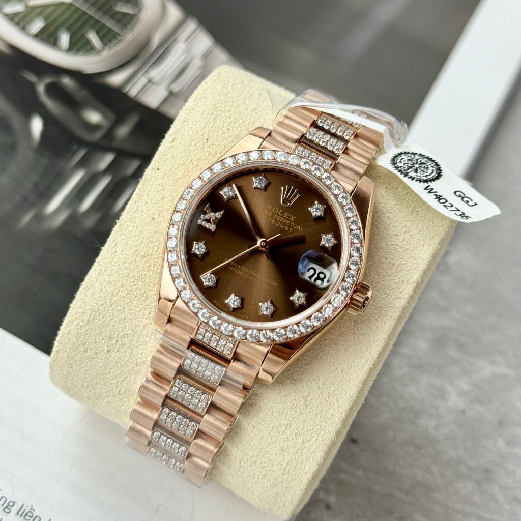 Rolex DateJust Best Replica Watch Custom 18K Rose Gold Diamond Moissanite 31mm (1)