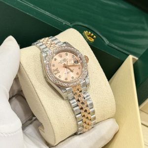 Rolex DateJust Bezel Diamond Moissanite Replica Watch Womens Dial Pink 28mm (2)