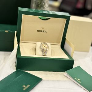 Rolex DateJust Bezel Diamond Moissanite Replica Watches Dial Champagne Gold 28mm (2)