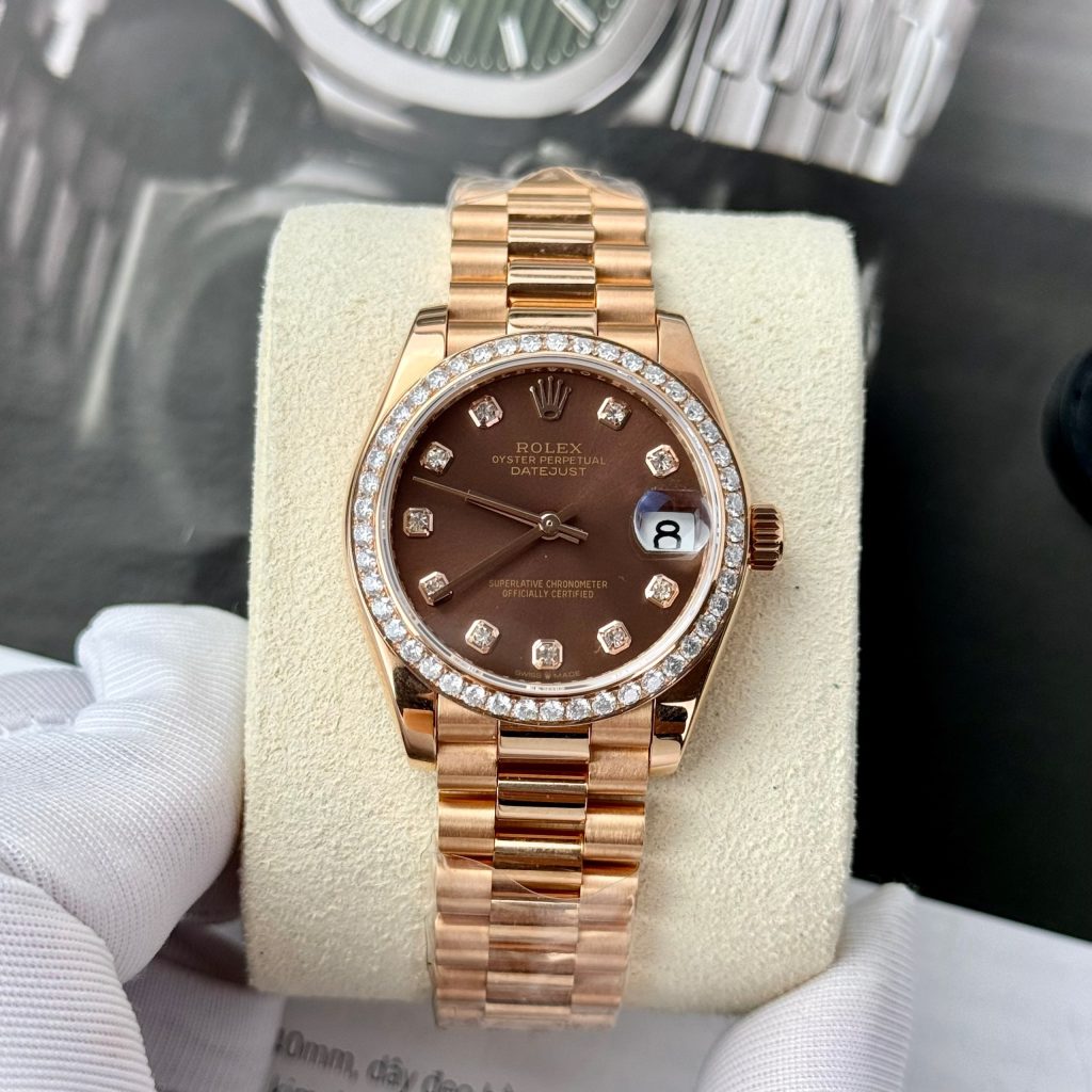 Rolex DateJust Custom 18K Rose Gold Diamond Moissanite Replica Watches 31mm (2)