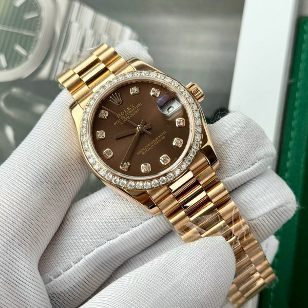 Rolex DateJust Custom 18K Rose Gold Diamond Moissanite Replica Watches 31mm (2)