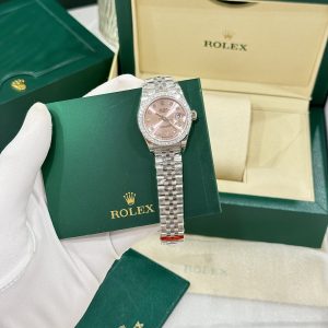 Rolex DateJust Womens Dial Pink Replica Watches Bezel Diamond Moissanite 28mm (2)