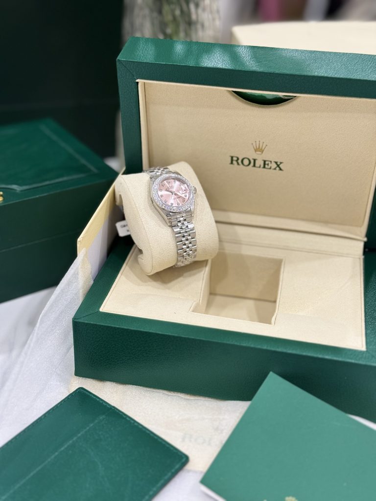 Rolex DateJust Womens Dial Pink Replica Watches Bezel Diamond Moissanite 28mm (2)