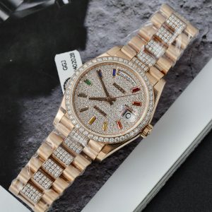Rolex Day-Date 128345RBR Gold Wrapped Custom Moissanite Sapphire 36mm (1)