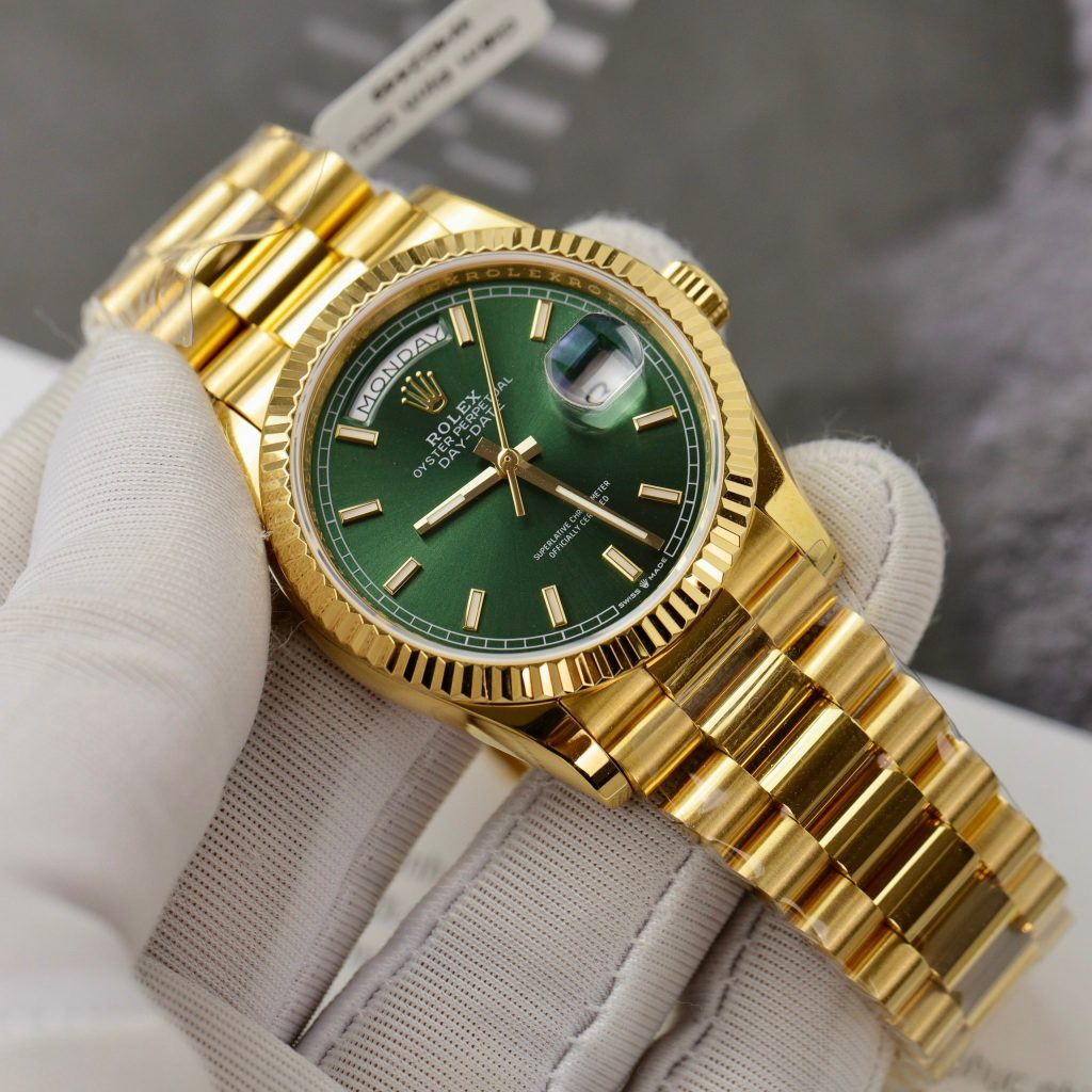Rolex Day-Date Gold Wrapped Green Dial Best Replica GMF (2)
