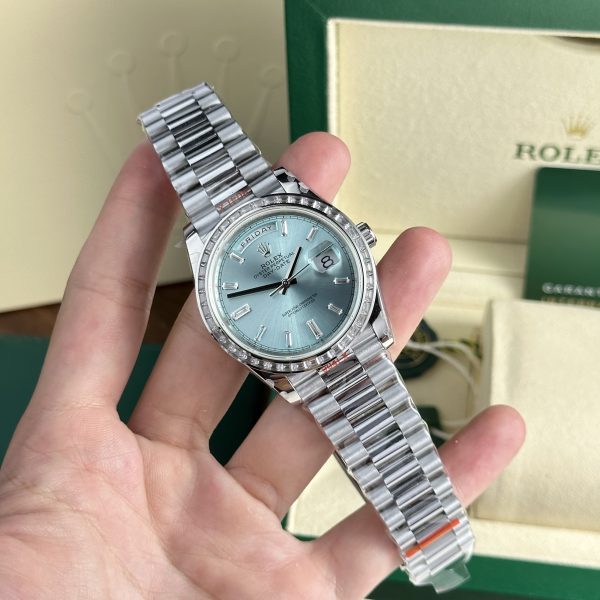 Rolex Day-Date Ice Blue Dial Bezel Diamonds Baguette GM Factory 40mm (2)