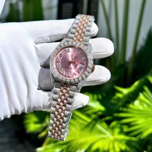 Rolex Iced Out Custom Full Moissanite Diamonds DateJust Best Replica (3)