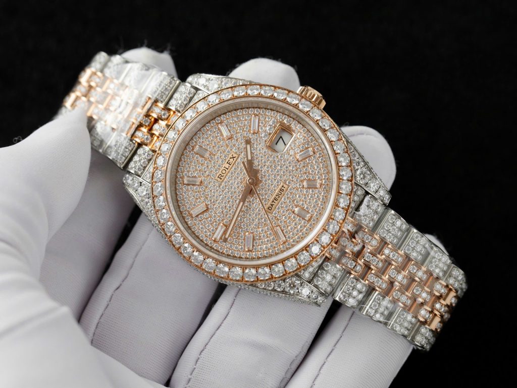 Rolex Iced Out DateJust Demi Custom Full Moissanite Diamonds Hong Kong 41mm (2)