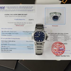 Patek Philippe Nautilus 7118 Customs Moissanite Diamonds Bezel Blue Dial 3KF (5)