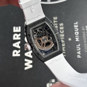 Richard Mille RM07-01 Carbon TPT Best Replica White Rubber Strap 32x46mm (8)