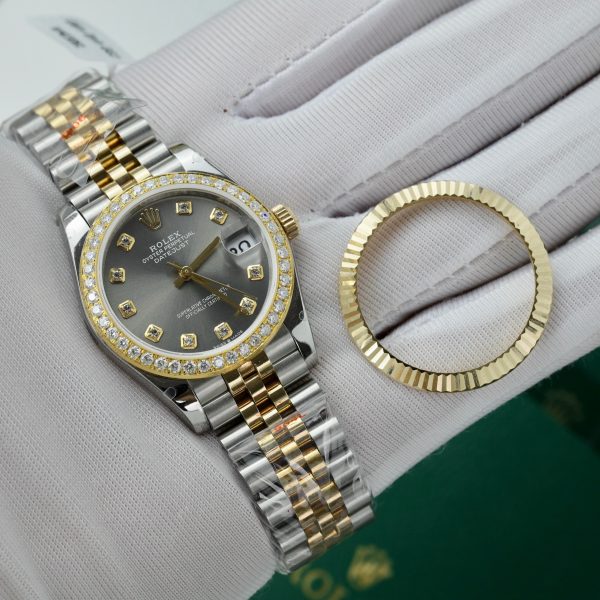 Rolex DateJust Gold Wrapped Customs Bezel Moissanite GM Factory 31mm (1)