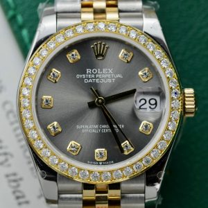 Rolex DateJust Gold Wrapped Customs Bezel Moissanite GM Factory 31mm (1)