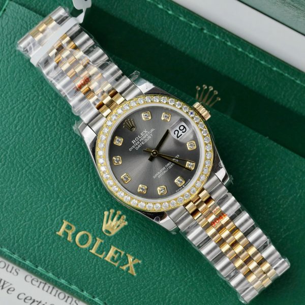 Rolex DateJust Gold Wrapped Customs Bezel Moissanite GM Factory 31mm (1)