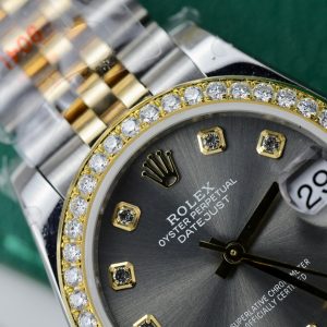 Rolex DateJust Gold Wrapped Customs Bezel Moissanite GM Factory 31mm (1)