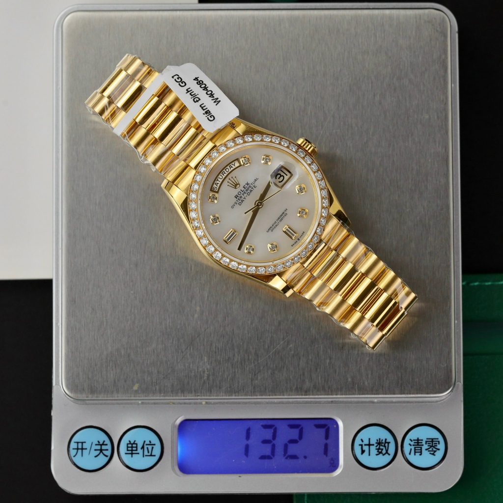 Rolex Day-Date 128238 MOP Dial Gold Wrapped Customs Moissanite Diamonds 36mm (1)