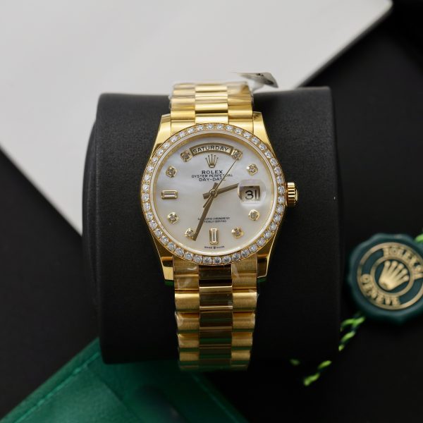 Rolex Day-Date 128238 MOP Dial Gold Wrapped Customs Moissanite Diamonds 36mm (1)